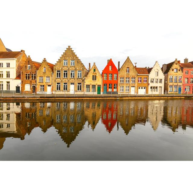 Colourful Photo of Homes Lined Along Water in Bruges - Wrapped Canvas Photograph 17 Stories Size: 81cm H x 122cm W on Productcaster.