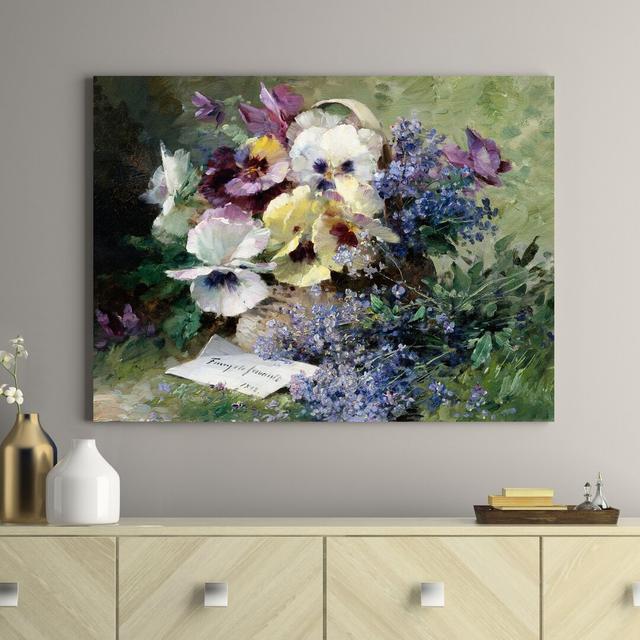 Pansies and Forget Me Not by Albert-Tibulle Furcy De Lavault - Unframed Painting on Canvas Selected Artworks srl Size: 90cm H x 120cm W x 4cm D on Productcaster.