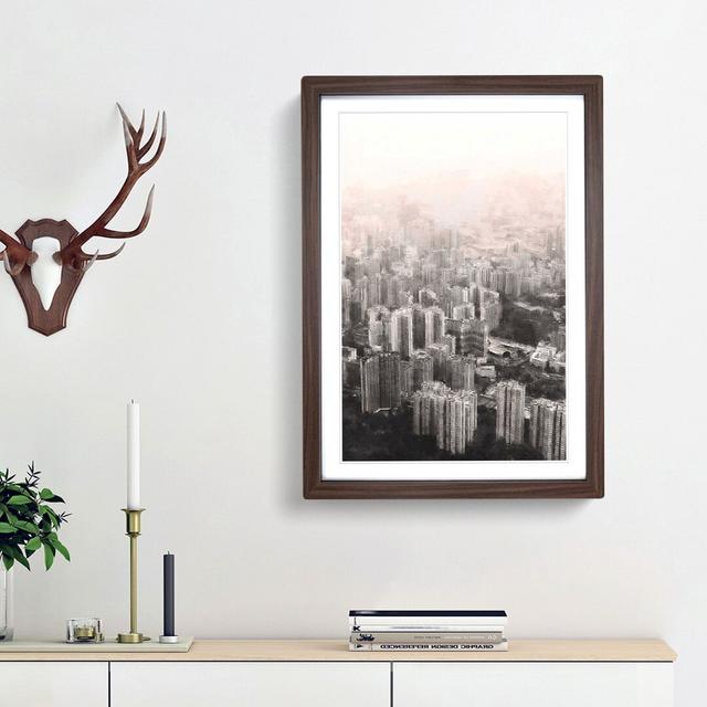 Hong Kong Skyline - Picture Frame Graphic Art Print East Urban Home Size: 63cm H x 45cm W x 2cm D, Frame Option: Walnut Framed on Productcaster.