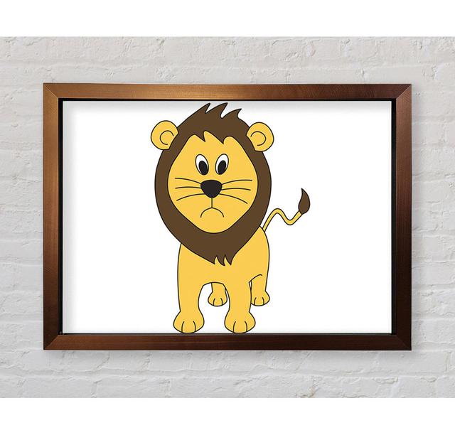 Sad Lion White Framed Print Happy Larry Colour: White, Size: 84.1cm H x 118.1cm W x 3.4cm D, Format: Bronze Framed Paper on Productcaster.