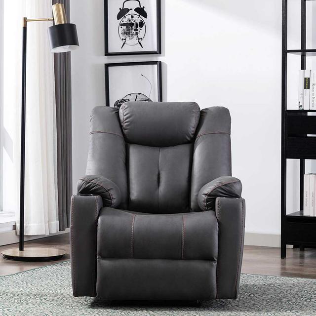 Henreitta Upholstered Electric Recliner with Footstool Ebern Designs Upholstery Colour: Charcoal on Productcaster.