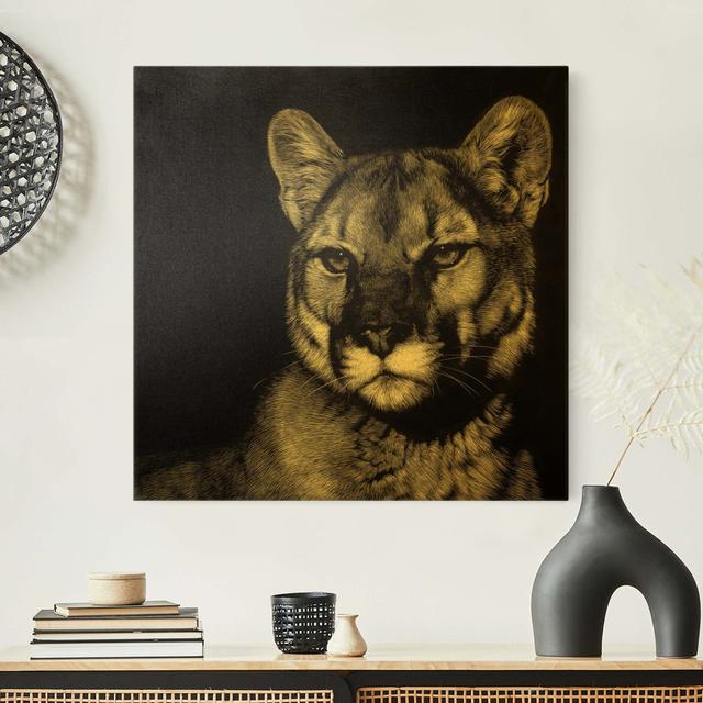 Puma in Front of Black - Wrapped Canvas Graphic Art Ebern Designs Size: 40cm H x 40cm W on Productcaster.