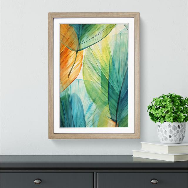 Palm Leaf Modern - Single Picture Frame Print on Wood 17 Stories Size: 46cm H x 34cm W, Format: Oak Framed on Productcaster.