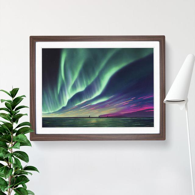 Eye Catching Northern Lights - Picture Frame Graphic Art 17 Stories Size: 34cm H x 46cm W x 2cm D, Frame Colour: Walnut Framed on Productcaster.