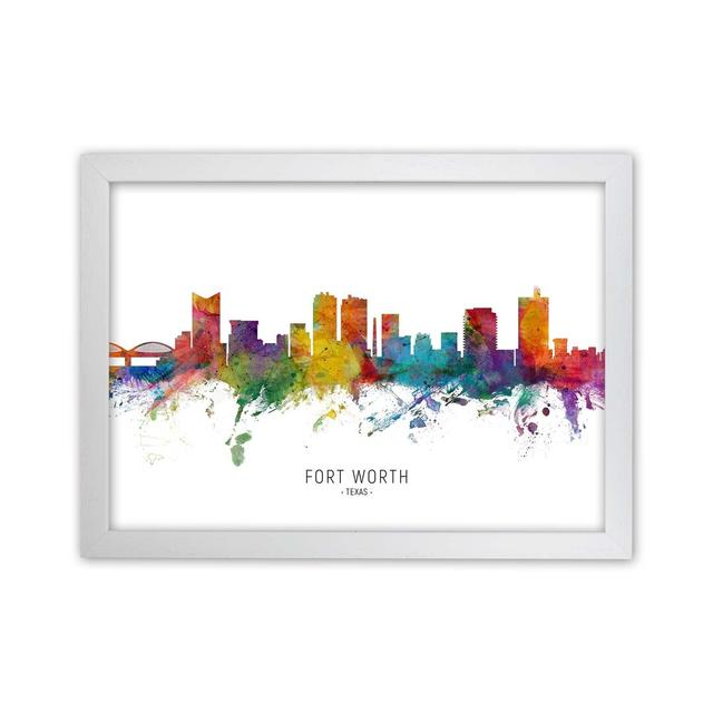 Fort Worth Texas Skyline by Michael Tompsett - Graphic Art Latitude Run Format: White Framed, Size: 46cm H x 63cm W x 3cm D on Productcaster.