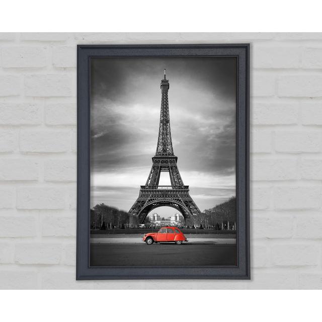 Eiffel Tower Red Car - Single Picture Frame Art Prints Latitude Run Size: 29.7cm H x 21cm W x 1.5cm D on Productcaster.