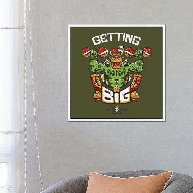 Getting Big Green Bowser Happy Larry Format: White Framed, Size: 66.04cm H x 66.04cm W x 3.81cm D on Productcaster.