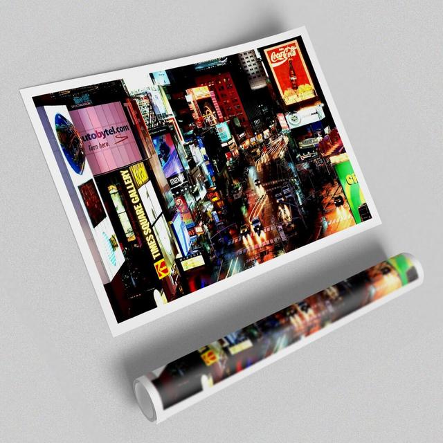 New York City Times Square Lights - Graphic Art Print on Paper East Urban Home Size: 84.1cm H x 118.9cm W on Productcaster.