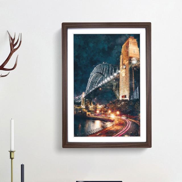 Sydney Harbour Bridge Australia Abstract - Picture Frame Painting Print East Urban Home Size: 33cm H x 24cm W x 2cm D, Frame Option: Walnut Framed on Productcaster.