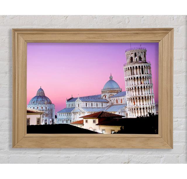 Leaning Tower Of Pisa Framed Print Ebern Designs Format: Natural Framed Paper, Size: 21cm H x 42cm W x 8cm D on Productcaster.