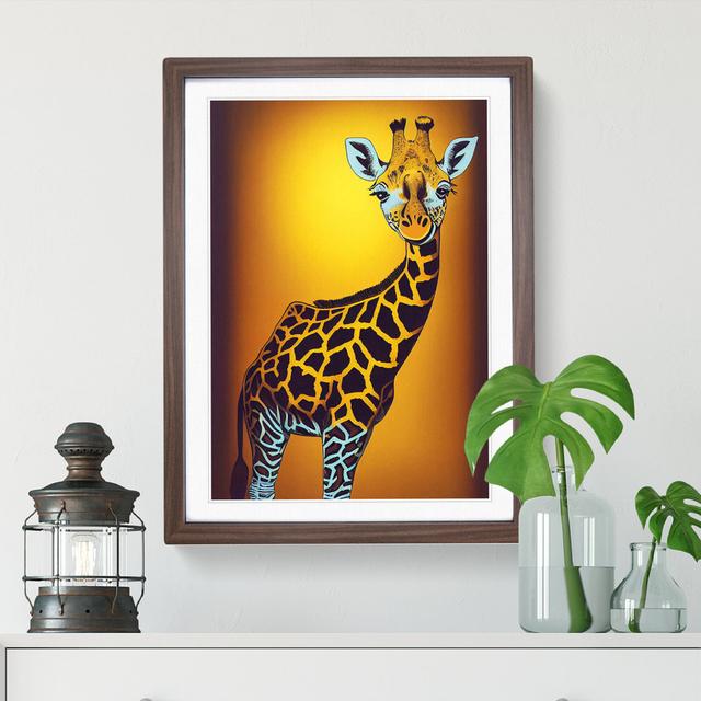 Young Giraffe - Single Picture Frame Painting World Menagerie Size: 46cm H x 34cm W x 2cm D, Frame Colour: Walnut on Productcaster.