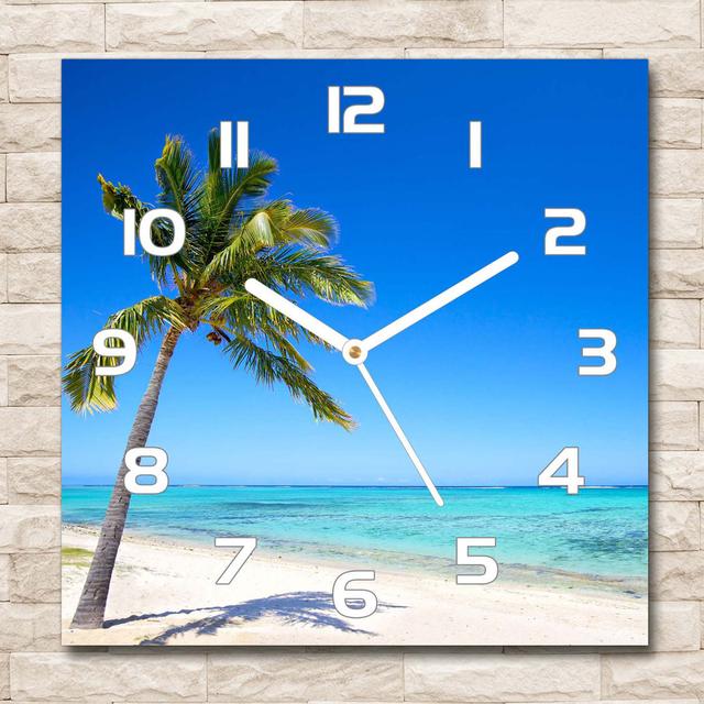 Tropical Beach Silent Wall Clock East Urban Home Colour: Blue/Green/White on Productcaster.