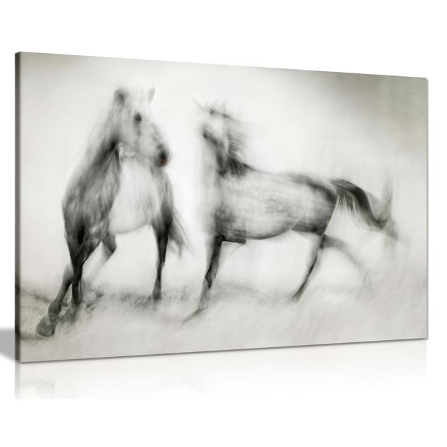 Horses Blurry Sketch - Wrapped Canvas Art Prints Panther Print Size: 61cm H x 91cm W on Productcaster.