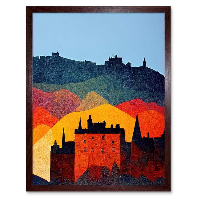 Edinburgh Autumn Scotland Modern Cityscape - Print Wee Blue Coo Size: 43cm H x 33cm W x 2cm D, Format: Brown Framed Paper on Productcaster.