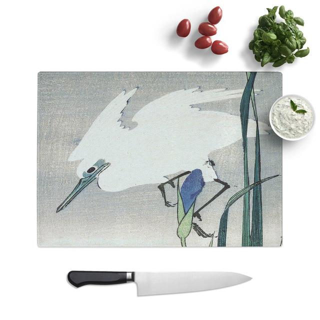 Tempered Glass White Heron and Irises by Utagawa Hiroshige Chopping Board East Urban Home Size: 28.5 cm W x 20 cm L on Productcaster.