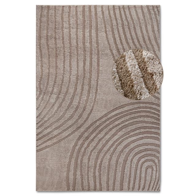 Gallery Striped Machine Woven Beige Area Rug Elle Decoration Rug Size: Rectangle 160 x 235cm on Productcaster.