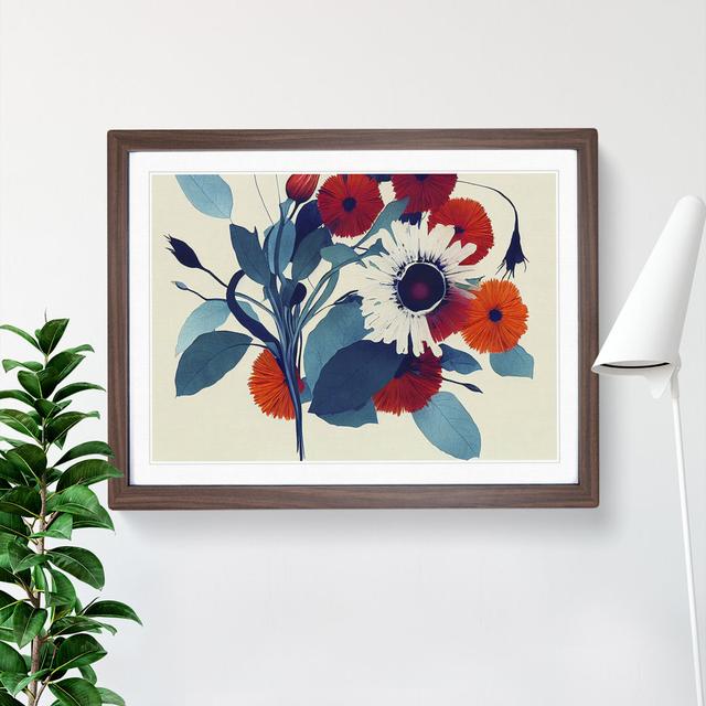 Splendorous Modern Flowers Abstract - Picture Frame Graphic Art Marlow Home Co. Size: 46cm H x 64cm W x 2cm D, Frame Colour: Walnut on Productcaster.