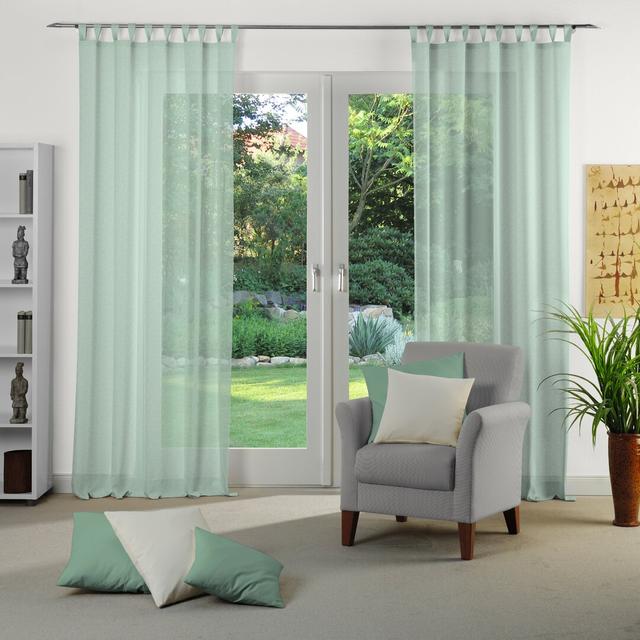 Sunday 82% Polyester And 18% Cotton Semi Sheer Tab Top Curtain Panel Wirth Panel Size: 142cm Width x 325cm Drop, Curtain Colour: Mint on Productcaster.