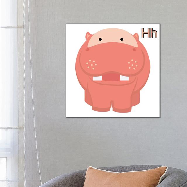 H Is For Hippo by 5by5collective - Wrapped Canvas Gallery-Wrapped Canvas Giclée Zoomie Kids Size: 66.04cm H x 66.04cm W x 1.91cm D on Productcaster.