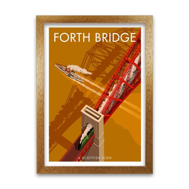 'Forth Bridge' by Stephen Millership - Graphic Art Print on Paper East Urban Home Size: 42 cm H x 29.7 cm W x 5 cm D, Frame Options: Oak on Productcaster.