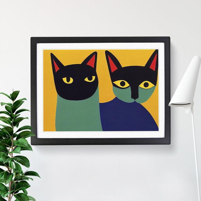 Two Abstract Cats Vol.4 - Picture Frame Graphic Art Marlow Home Co. Frame Colour: Black Framed, Size: 46cm H x 64cm W x 2cm D on Productcaster.