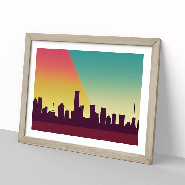 Serene Skyscraper Skyline Abstract - Picture Frame Graphic Art 17 Stories Frame Colour: Oak, Size: 46cm H x 64cm W x 2cm D on Productcaster.