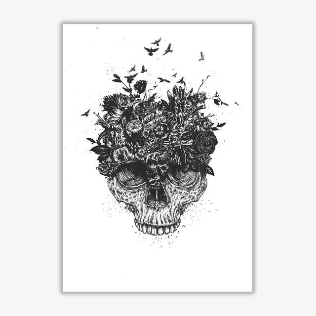 My Head is a Jungle Skull - Graphic Art Print on Paper East Urban Home Frame Options: No Frame, Size: 42 cm H x 29.7 cm W x 1 cm D on Productcaster.