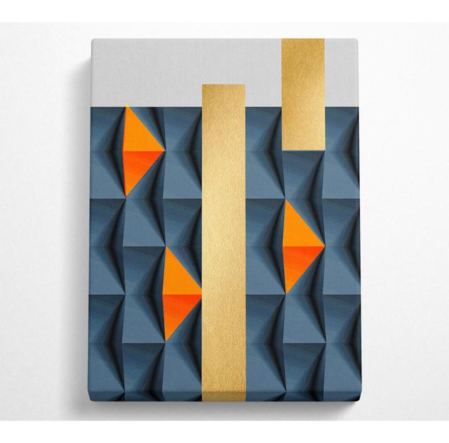 Blue And Gold Blocks - No Frame Art Prints on Canvas Metro Lane Size: 50.8cm H x 35.6cm W on Productcaster.