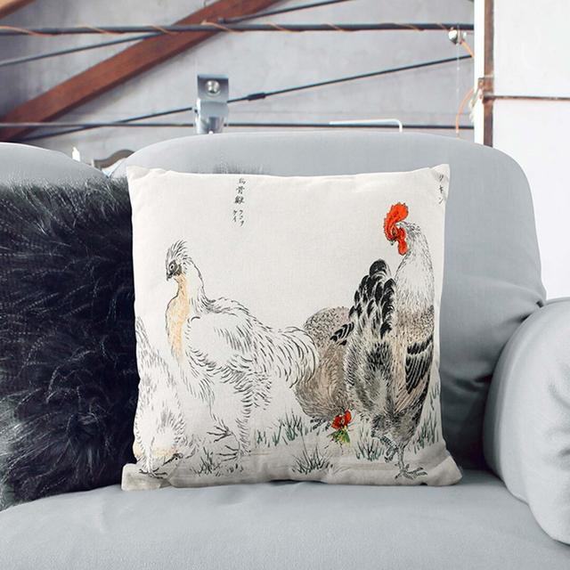 Cock And Hens Square Throw Cushion East Urban Home Size: 40 x 40 cm, Backing Colour: Stone on Productcaster.