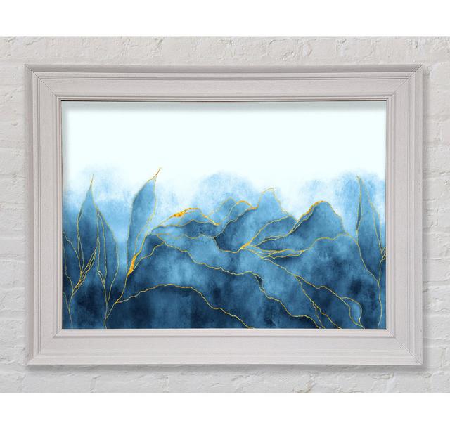 Blue Mists Of Gold Leaf Framed Print Ivy Bronx Size: 84.1cm H x 142.2cm W x 8cm D on Productcaster.