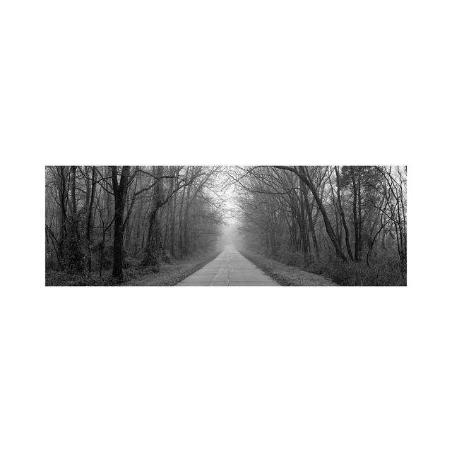 Foggy Tree Lined Road Illinois USA - Wrapped Canvas Panoramic Print Union Rustic Size: 30.48cm H x 91.44cm W x 1.91cm D on Productcaster.