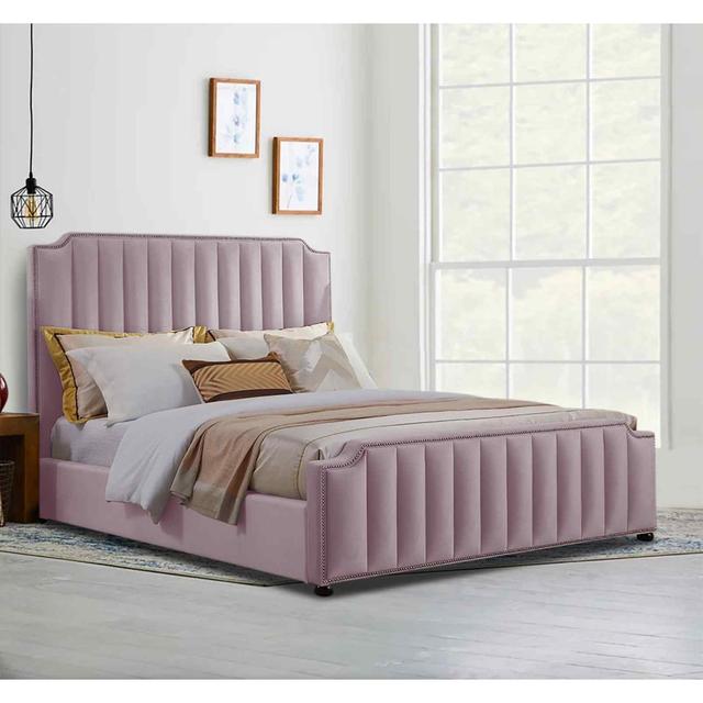 Klara Bed Double Plush Velvet Pink Envisage Trade Size: Kingsize (5'), Colour: Pink on Productcaster.