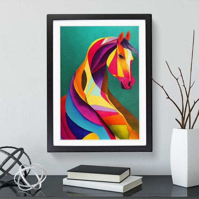 Abstract Horse No.5 - Single Picture Frame Print Metro Lane Size: 64cm H x 46cm W x 2cm D, Frame Colour: Black on Productcaster.