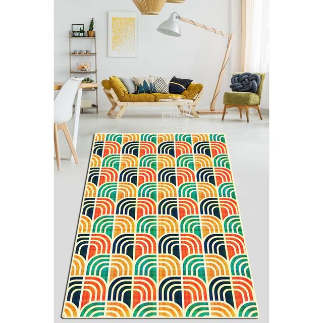 Walkerville Combination Shaggy Blue/Green/Orange Rug George Oliver Rug Size: Rectangle 100 x 160cm on Productcaster.