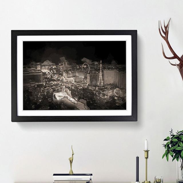 Las Vegas Skyline at Night in Abstract - Picture Frame Graphic Art Print on MDF East Urban Home Frame Option: Black Framed, Size: 27cm H x 36cm W x 2c on Productcaster.