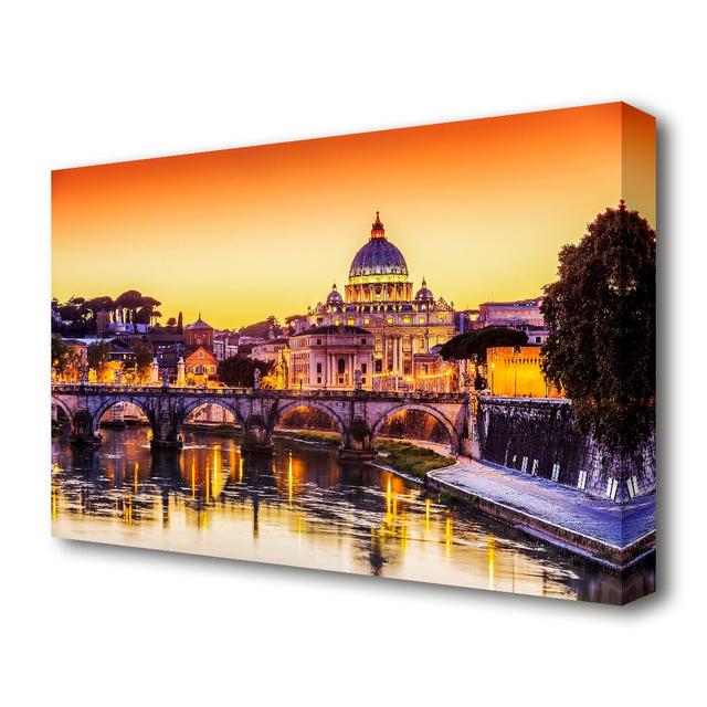 Over the Water to the Ancient City Rome - Wrapped Canvas Photograph Print East Urban Home Size: 81.3 cm H x 121.9 cm W on Productcaster.