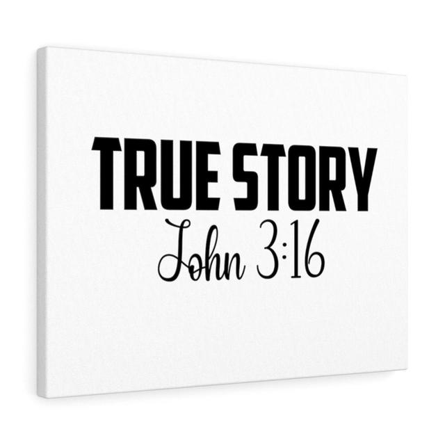 True Story John 3:16 - Wrapped Canvas Print Blue Elephant Size: 30cm H x 41cm W on Productcaster.