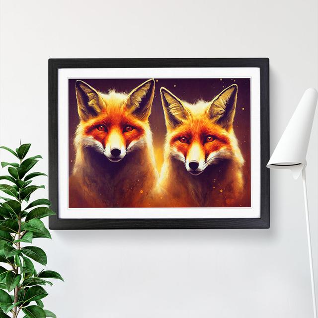 XH1022-6747X Pair Of Foxes - Single Picture Frame Print Alpen Home Size: 25cm H x 34cm W x 2cm D, Frame Colour: Black on Productcaster.