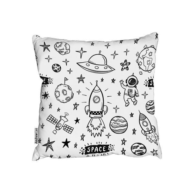 Doodle Space Cushion with Filling Andrew Lee Size: 60cm H x 60cm W x 30cm D on Productcaster.