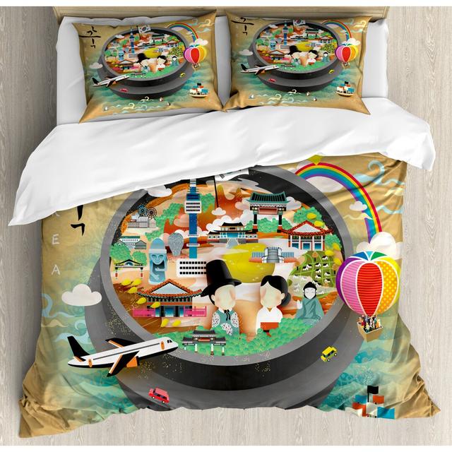 Milam Graphic Print & Text [EU ONLY] Duvet Cover Set with Pillowcases World Menagerie Size: Kingsize - 2 Standard Pillowcases on Productcaster.