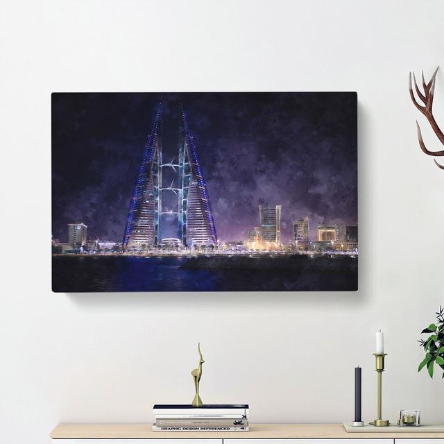 Trade Centre in Manama Bahrain - Wrapped Canvas Photograph Print East Urban Home Size: 35cm H x 50cm W x 3cm D on Productcaster.