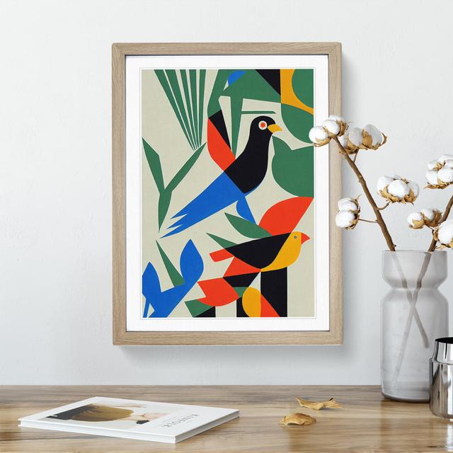 Birds in Abstract - Graphic Art George Oliver Size: 36cm H x 27cm W x 2cm D, Format: Oak Framed, Matte Colour: White on Productcaster.