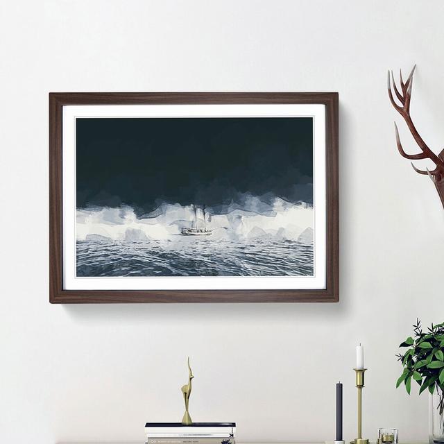 Boat in the Arctic in Abstract - Picture Frame Painting Print East Urban Home Frame Option: Walnut Framed, Size: 27cm H x 36cm W x 2cm D on Productcaster.