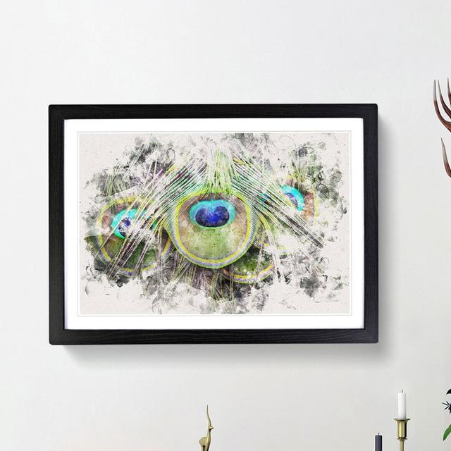 Peacock Feathers - Picture Frame Painting Print East Urban Home Size: 62cm H x 87cm W x 2cm D, Frame Option: Black Framed on Productcaster.