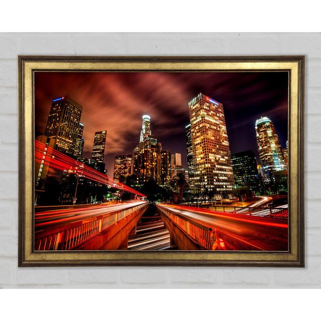 Downtown Los Angeles At Night Framed Print 17 Stories Size: 84.1cm H x 118.9cm W on Productcaster.