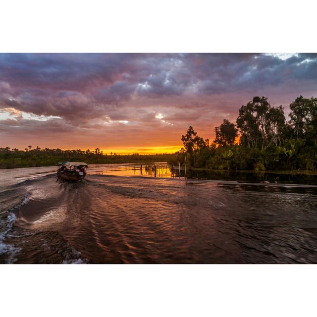 Lavania Barge at Sunset - Wrapped Canvas Photograph 17 Stories Size: 61cm H x 91cm W x 3.8cm D on Productcaster.