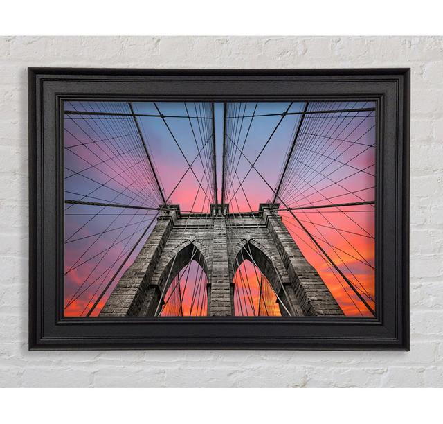 Fire Skies Above Brooklyn Bridge - Single Picture Frame Art Prints Williston Forge Size: 100cm H x 141.4cm W x 8cm D on Productcaster.