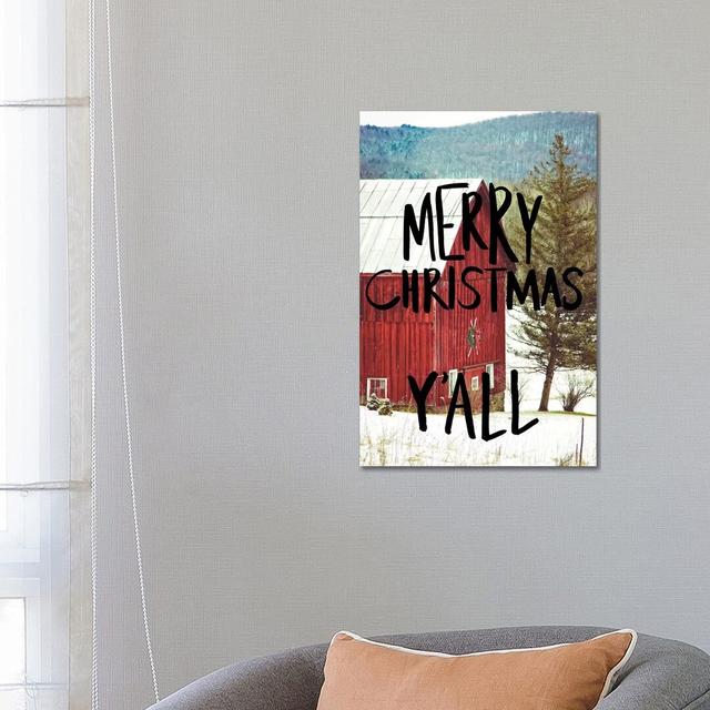 Merry Christmas Yall Black by Kelly Poynter - Wrapped Canvas Painting The Seasonal Aisle Size: 66.04cm H x 45.72cm W x 3.81cm D on Productcaster.