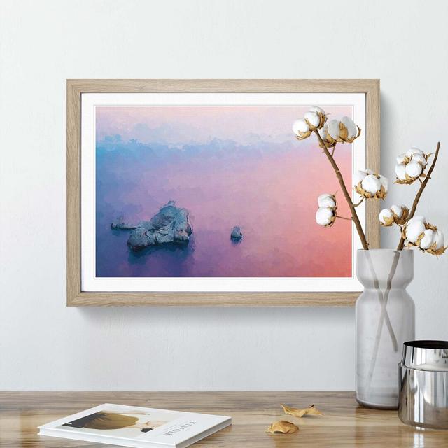 Pink Sunset in Ibiza Spain - Picture Frame Painting Print on MDF East Urban Home Frame Option: Oak, Size: 40cm H x 60cm W x 2cm D on Productcaster.