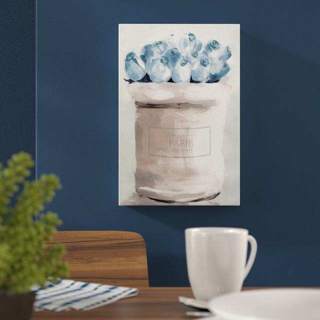 'Blue Flowers From Paris' Graphic Art Print on Wrapped Canvas Oliver Gal Size: 61cm H x 41cm W on Productcaster.